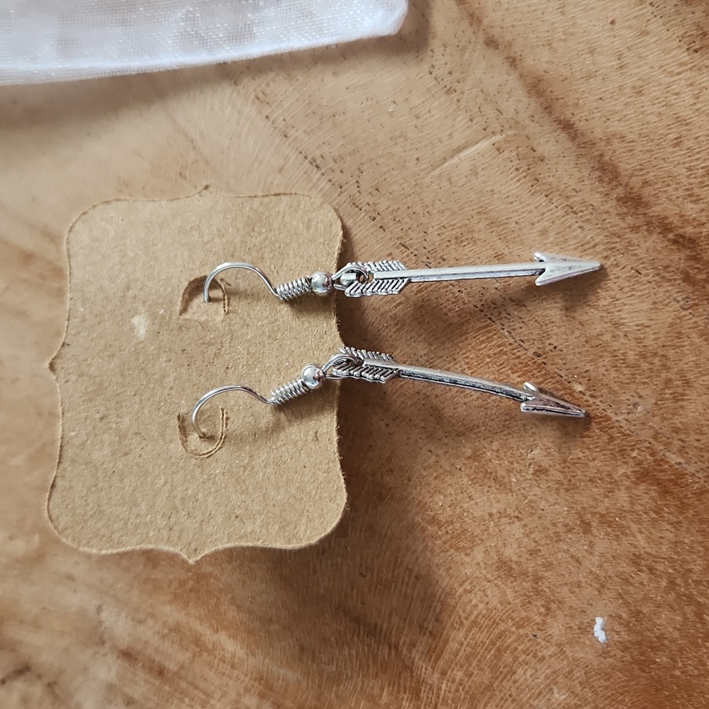 Silver dangle arrow earrings